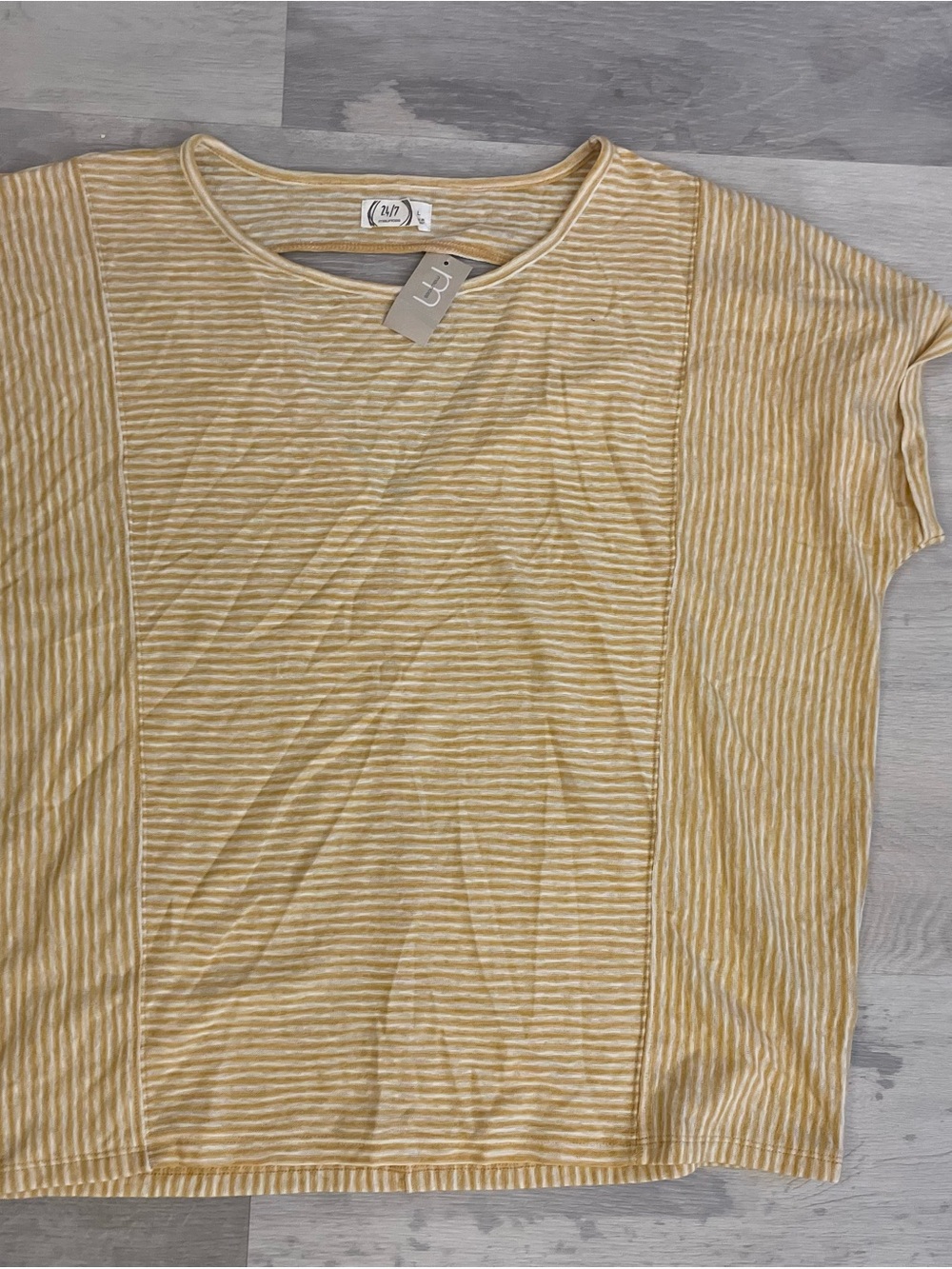 New Maurices Yellow pinstripe Top ~ oversized L